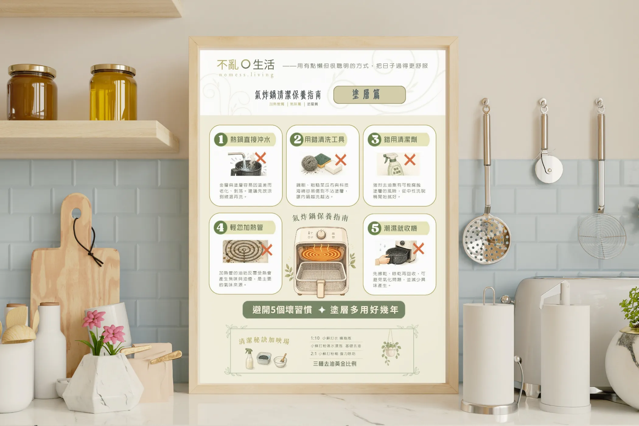 氣炸鍋塗層 5 大 NG 習慣與保養速查圖表